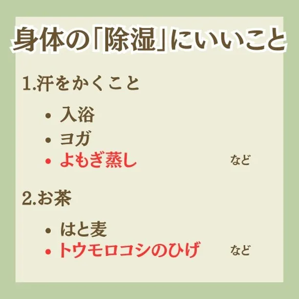 【体質改善】この時期、身体の「除湿」ケアが必要です！